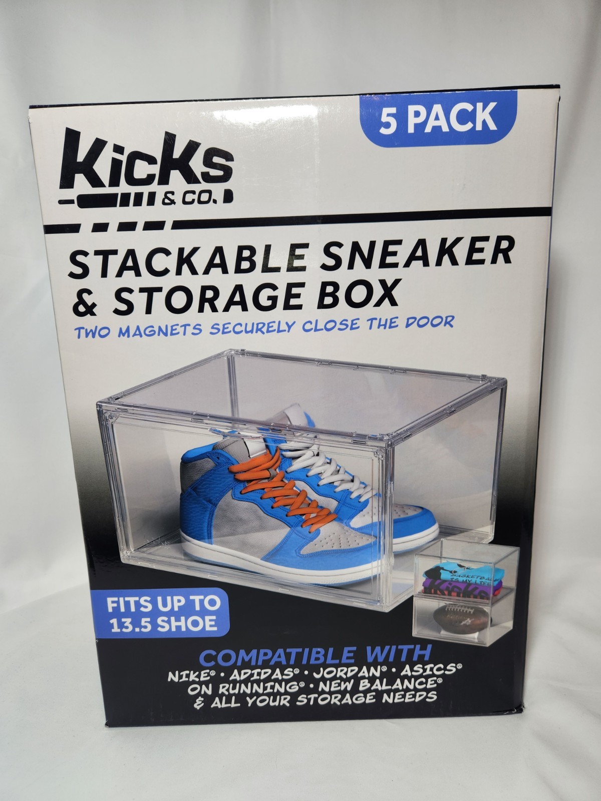 *READ DESCRIPTION* 5 PK Kicks & Co Stackable Clear Shoe Box, Fits Up to Sz 13.5