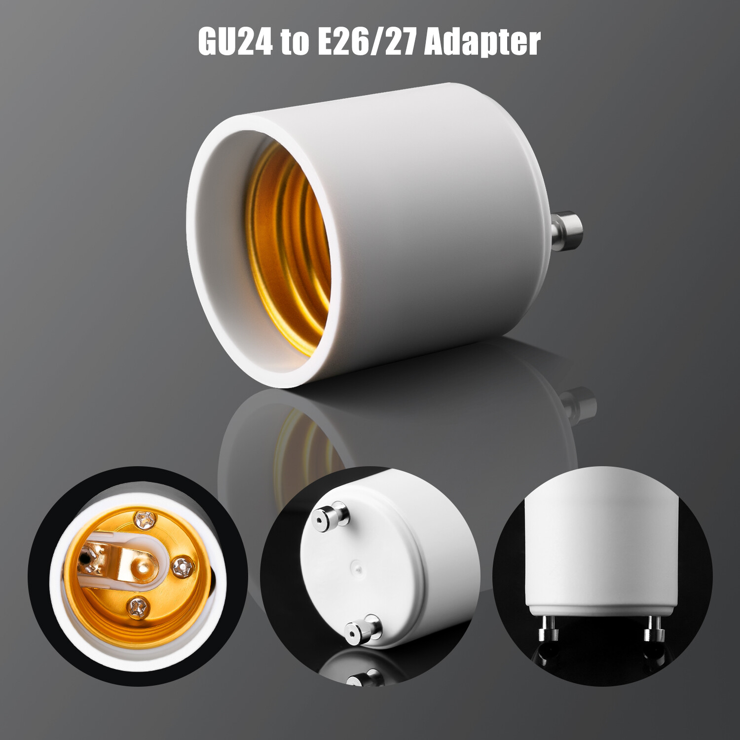 GU24 To E27 /E26 Screw LED Light Lamp Bulb Base Adapter Socket Converter Adaptor