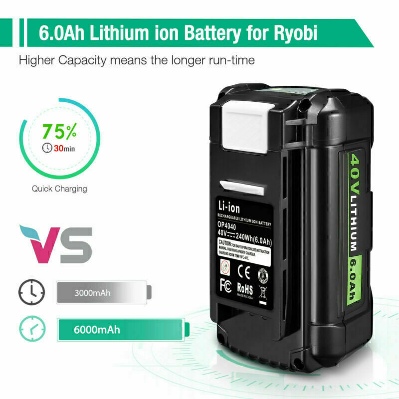 For Ryobi 40Volt 5Ah Battery High Capacity Lithium OP4050 OP4060 OP40401 OP40501