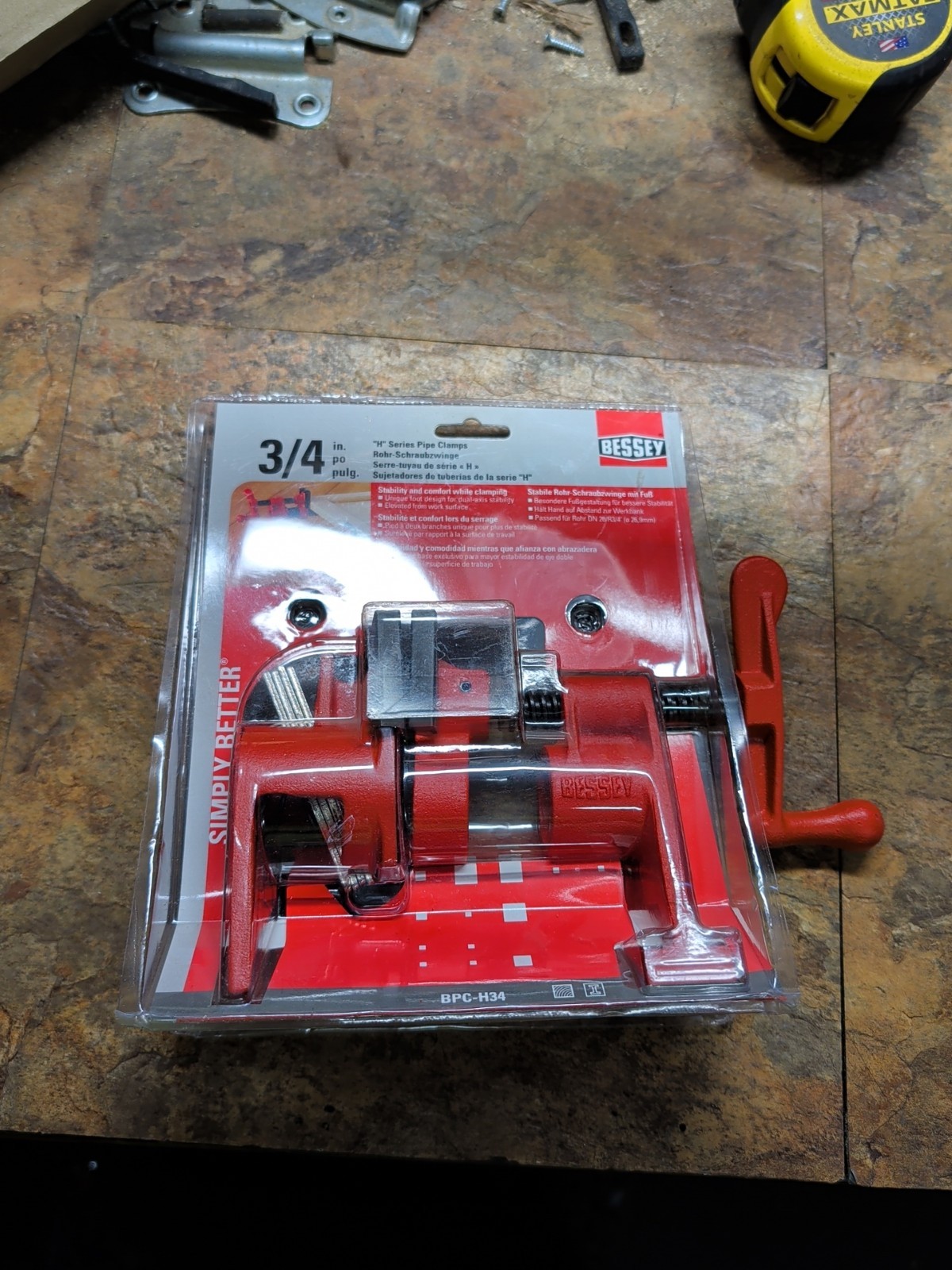 Bessey BPC-H34 3/4 in H Style Pipe Clamp – Red
