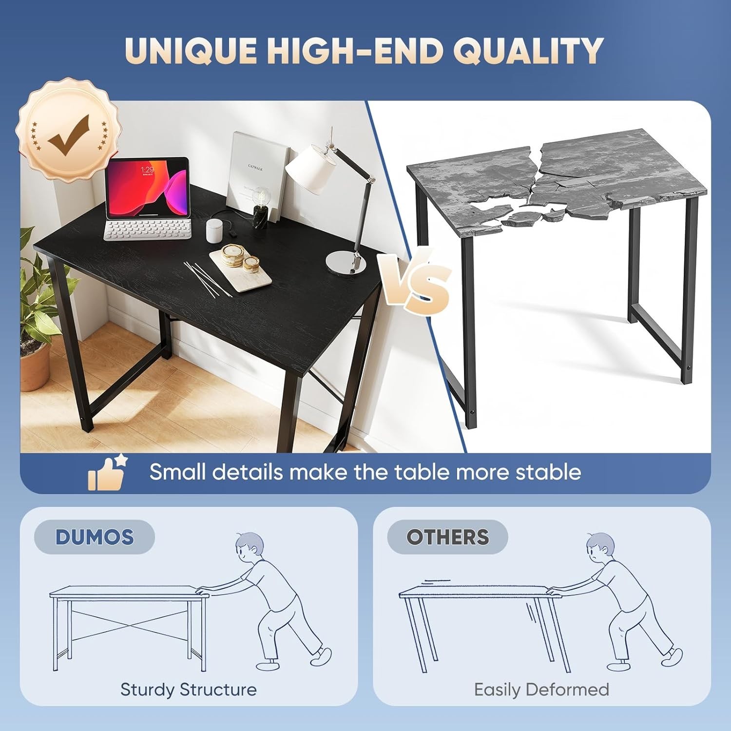 32-63 Inch Home Office Computer Desk Writing Work Study Table with Reinforcement