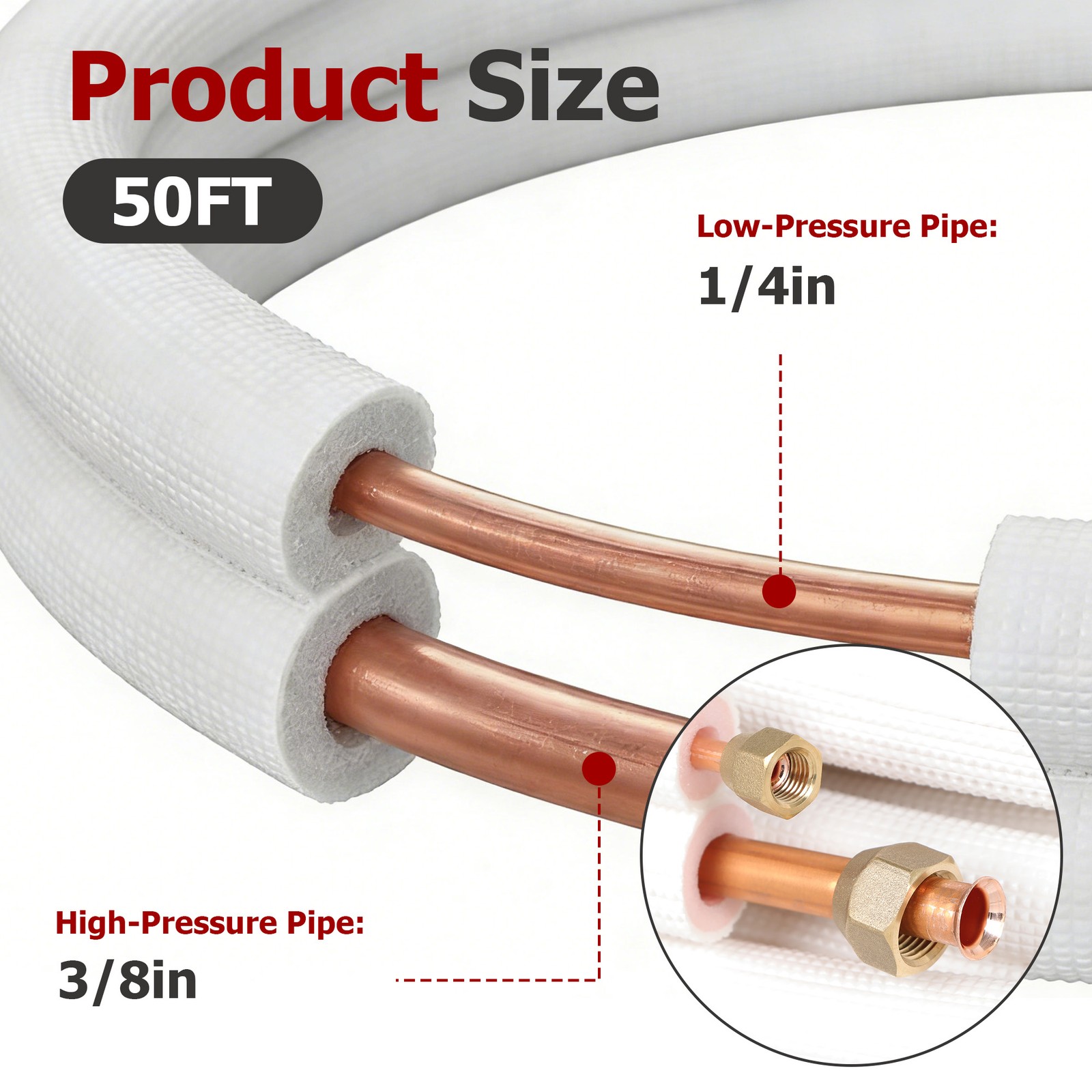 Findmall 1/4-3/8 Dia. 50 Feet Install Kit For Mini Split Heat Pump Systems