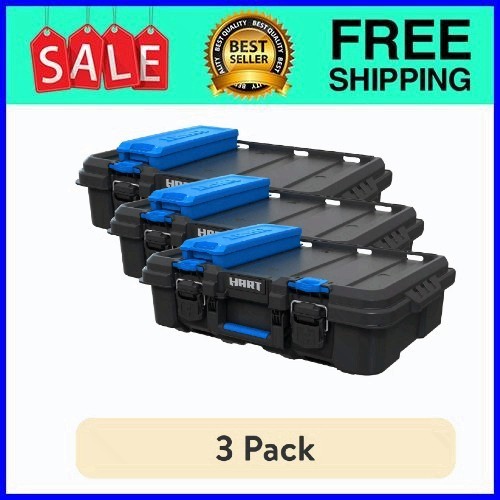 HART Stack Tool Box w/ Organizer & Dividers 3-Pack Modular Storage