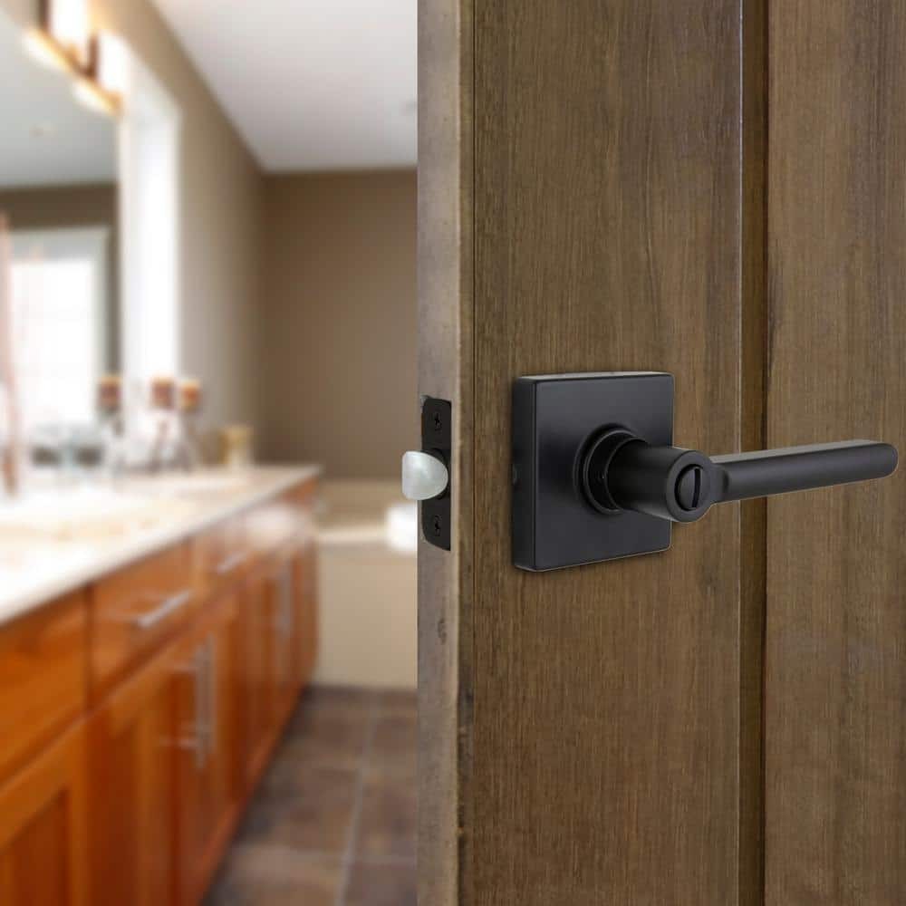Defiant Tonebridge Matte Black Privacy Door Handle Square Rose 6-Piece