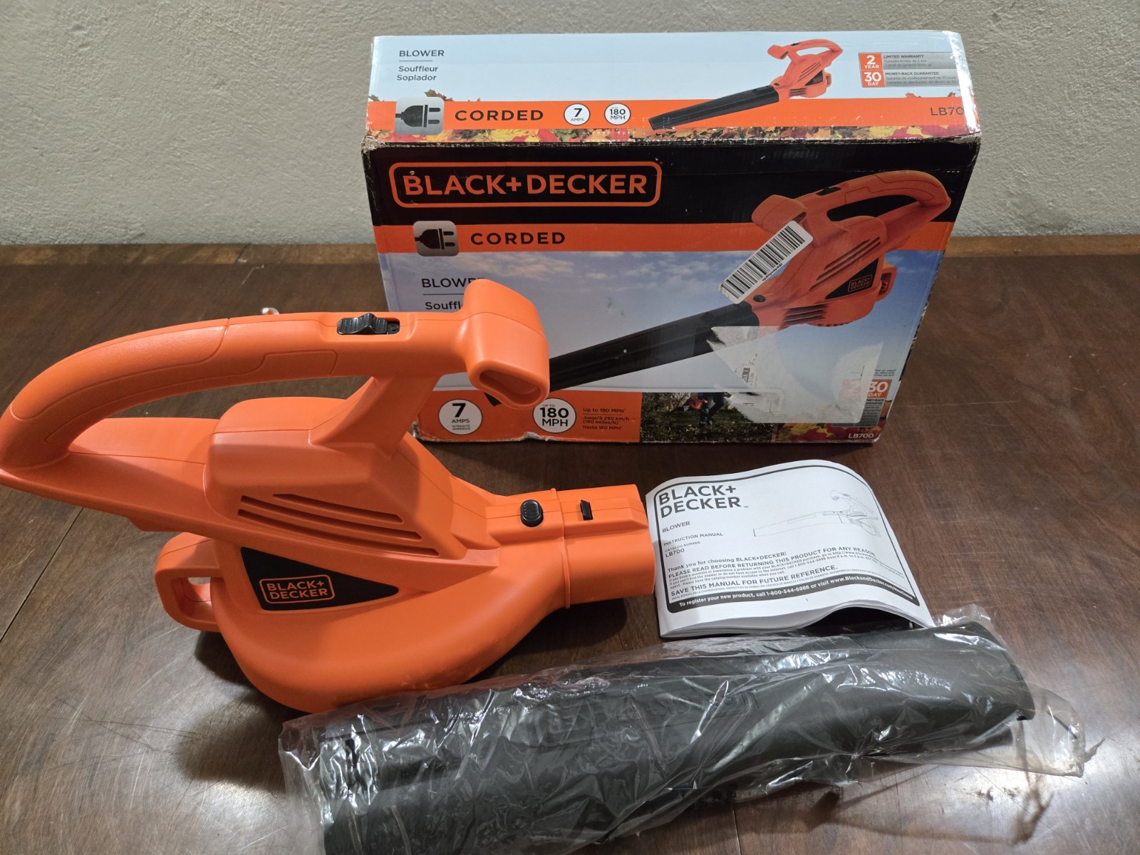 BLACK+DECKER LB700 7 Amp Corded Electric Leaf Blower 180 MPH Lawn Yard