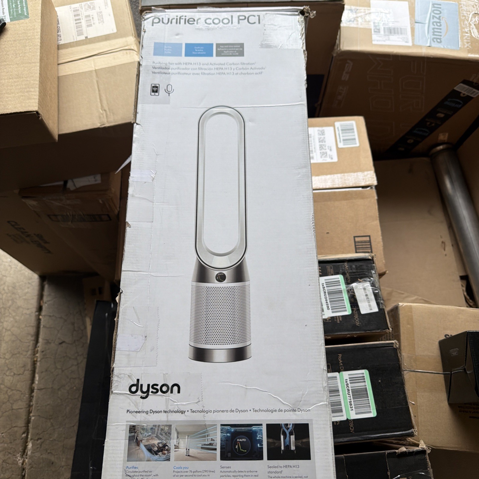 Dyson Purifier Cool PC1 HEPA Air Purifier Tower Fan Bladeless White 40W