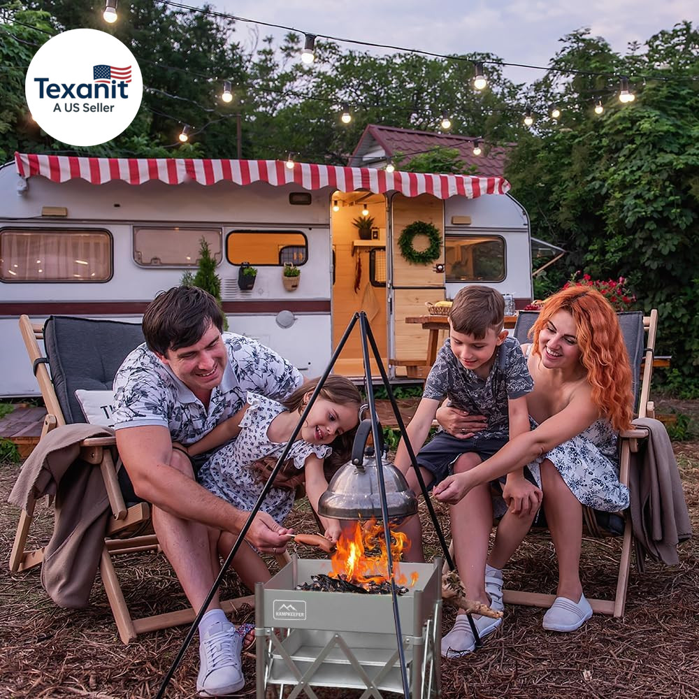 Portable Fire Pit, Outdoor Tabletop Firepit 18 Inch, 304 Stainless Steel Wood Bu