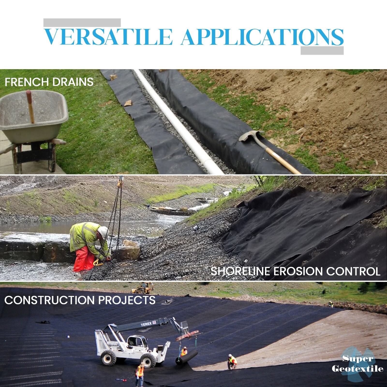 Super Geotextile Non Woven Landscape Fabric – Industrial / Commercial Grade 8 oz