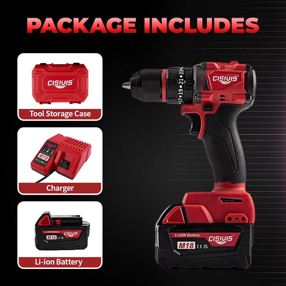 18V Cordless Brushless Drill Driver Kit with Battery & Charger For Milwaukee M18