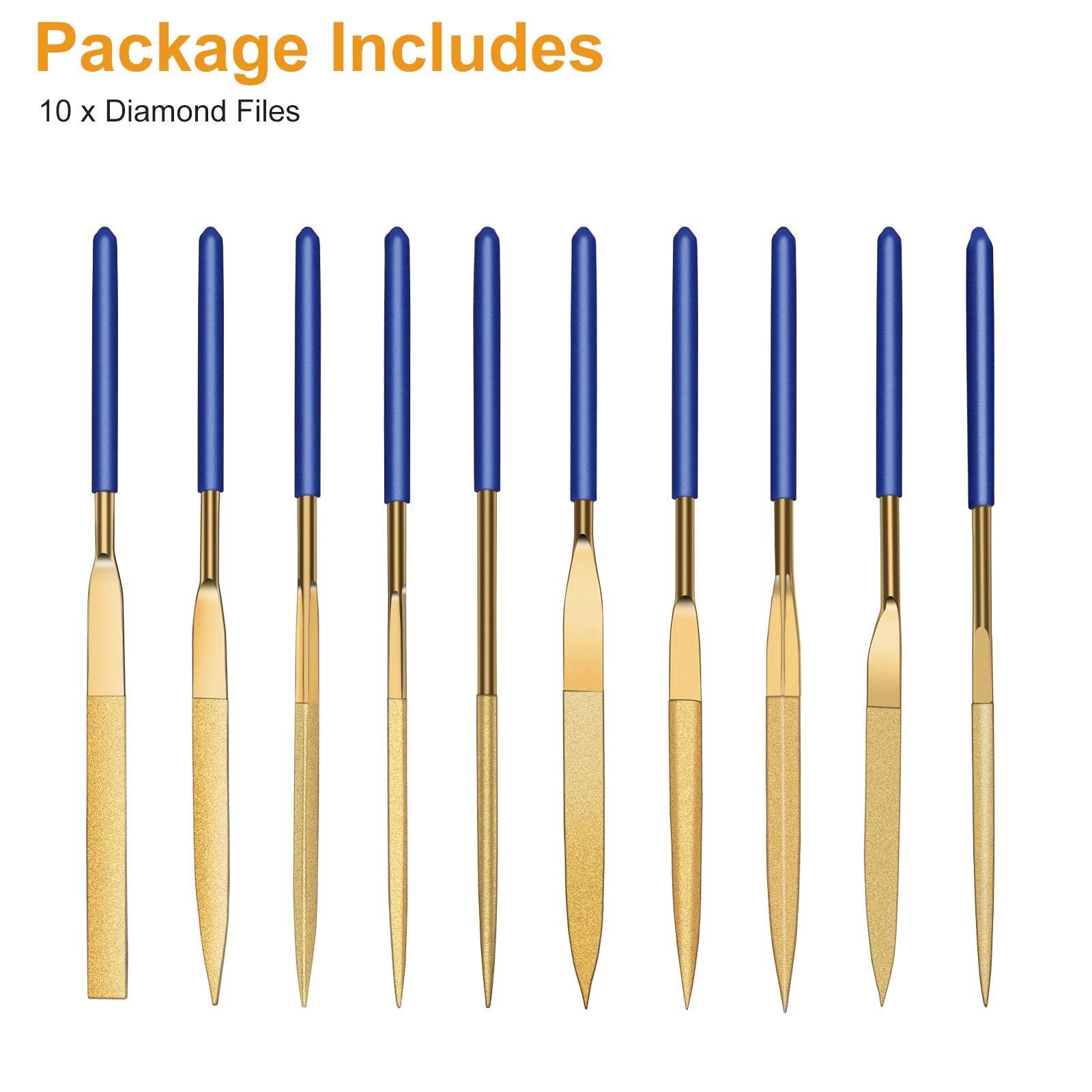 10PCS Diamond Needle Files 7″ Titanium Plated File Set Jewelry Wood Metal Glass