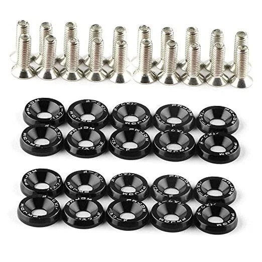 20Pcs/Set Bumper Fender Washers Engine Bay Dress Up Bolts Fasteners M6 Black