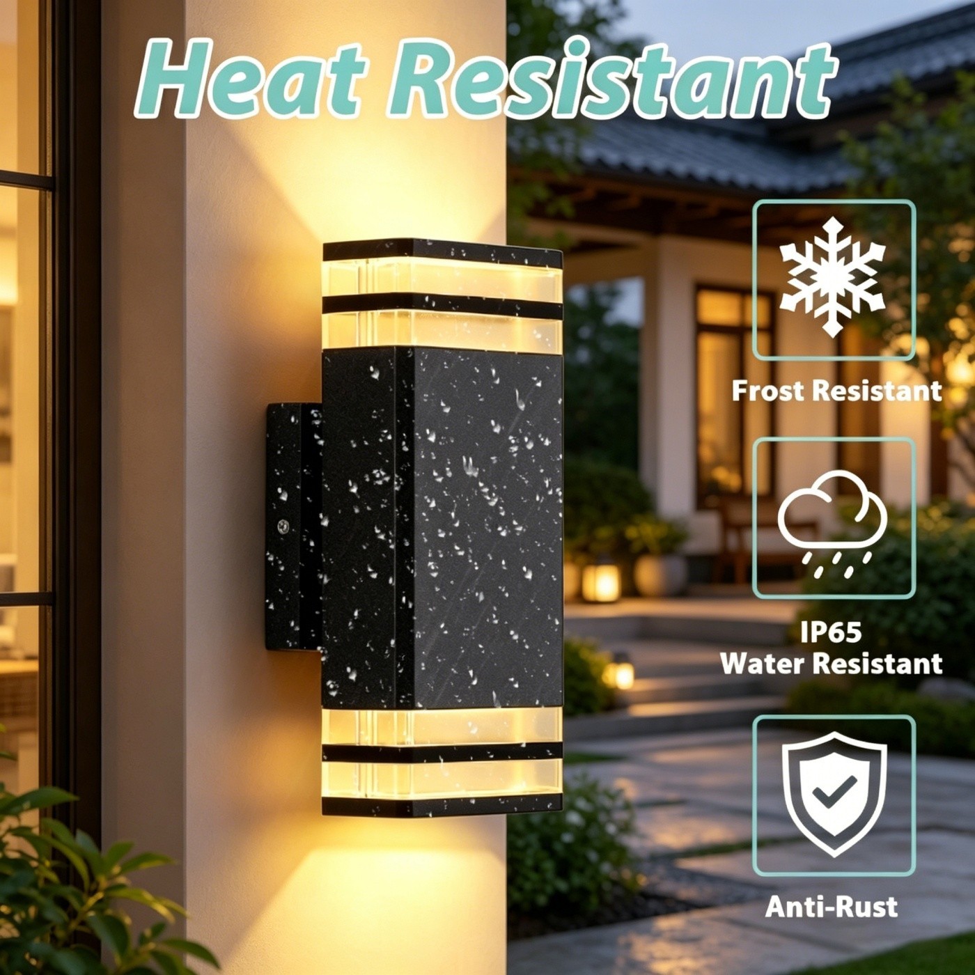 LETRY 9.8in LED Rectangle Outdoor Wall Sconce Up&Down Lighting Waterproof 2 Pack