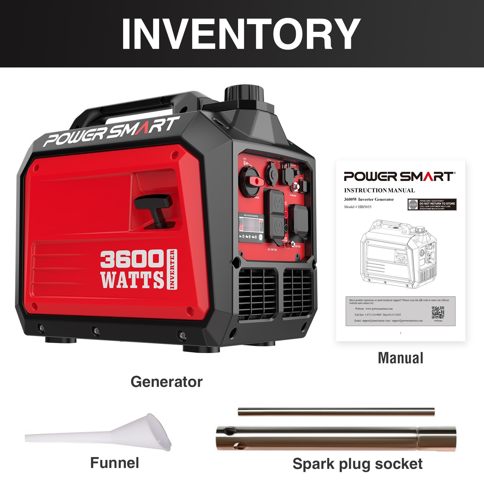 3600W Portable Inverter Generator, 4-Stroke 149cc Gas Powered, Super Quiet 70dB