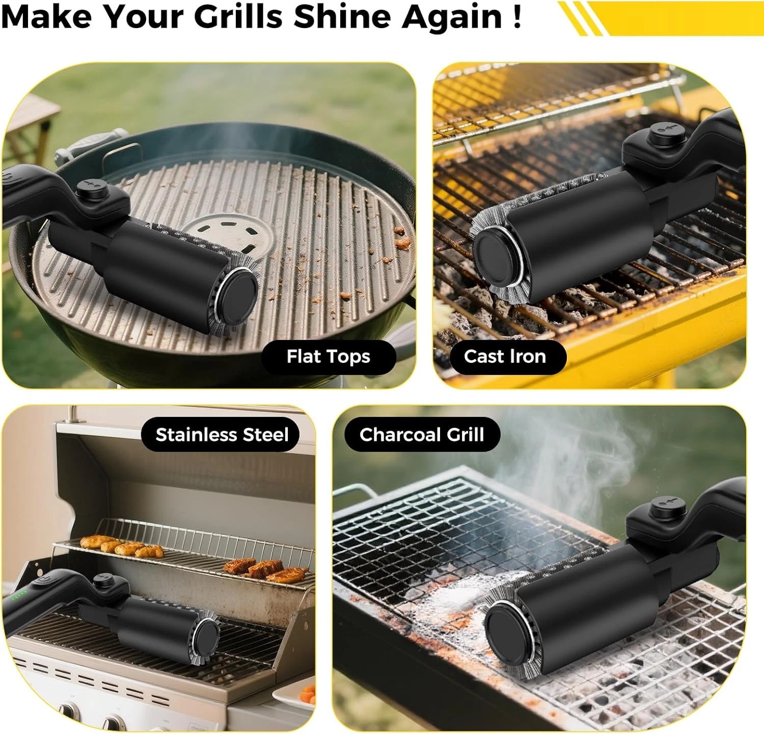 Electric BBQ Grill Brush – 2600mAh Rechargeable Cleaning Brush Wireless Cleaner