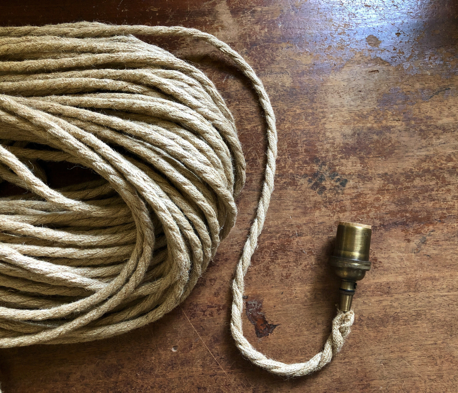 Natural Jute Rope Electrical Cord – Rustic Style Hemp Covered Lamp/Pendant Wire