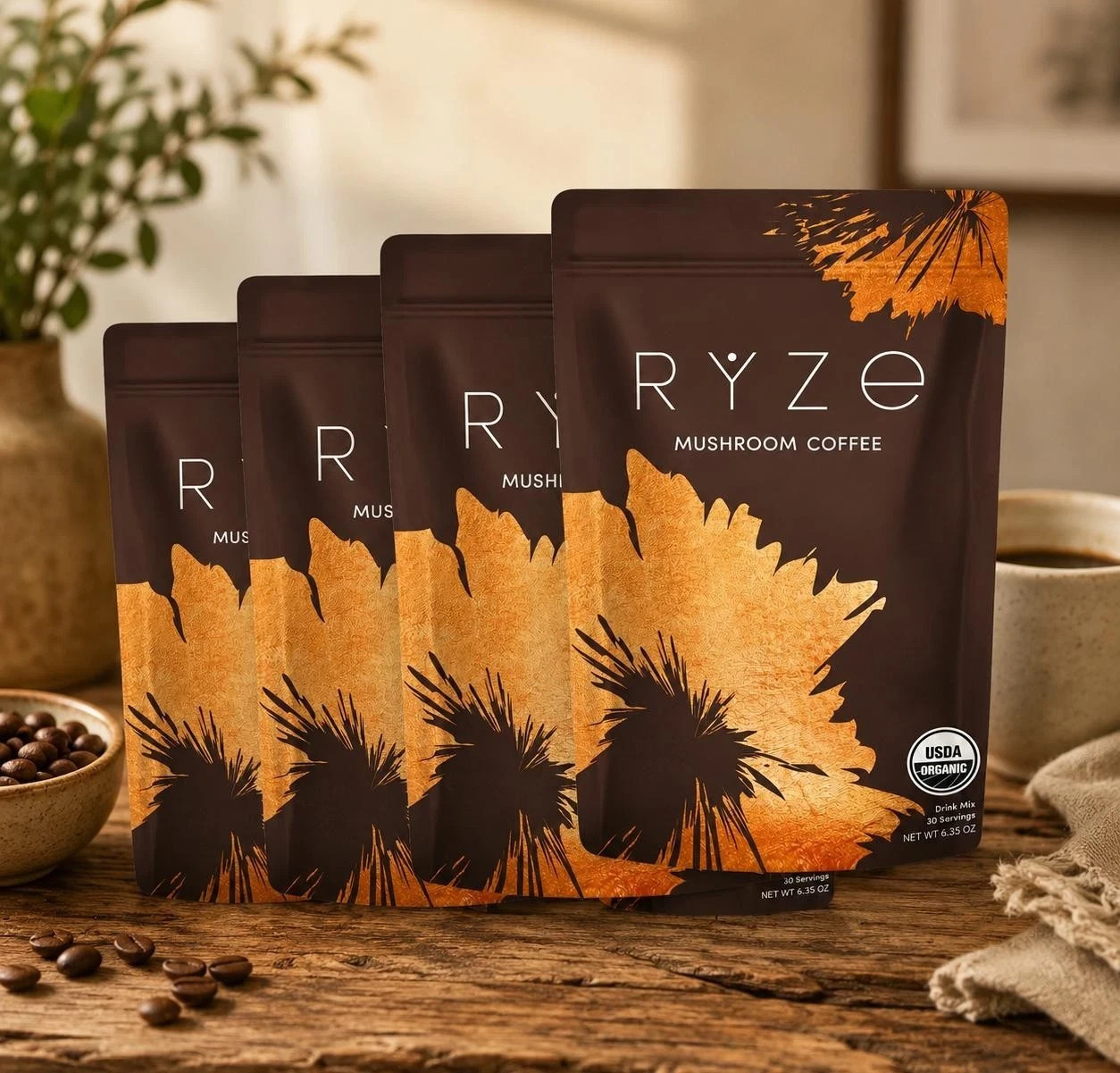 4 Pack Organic Ryzee Mushroom Coffee