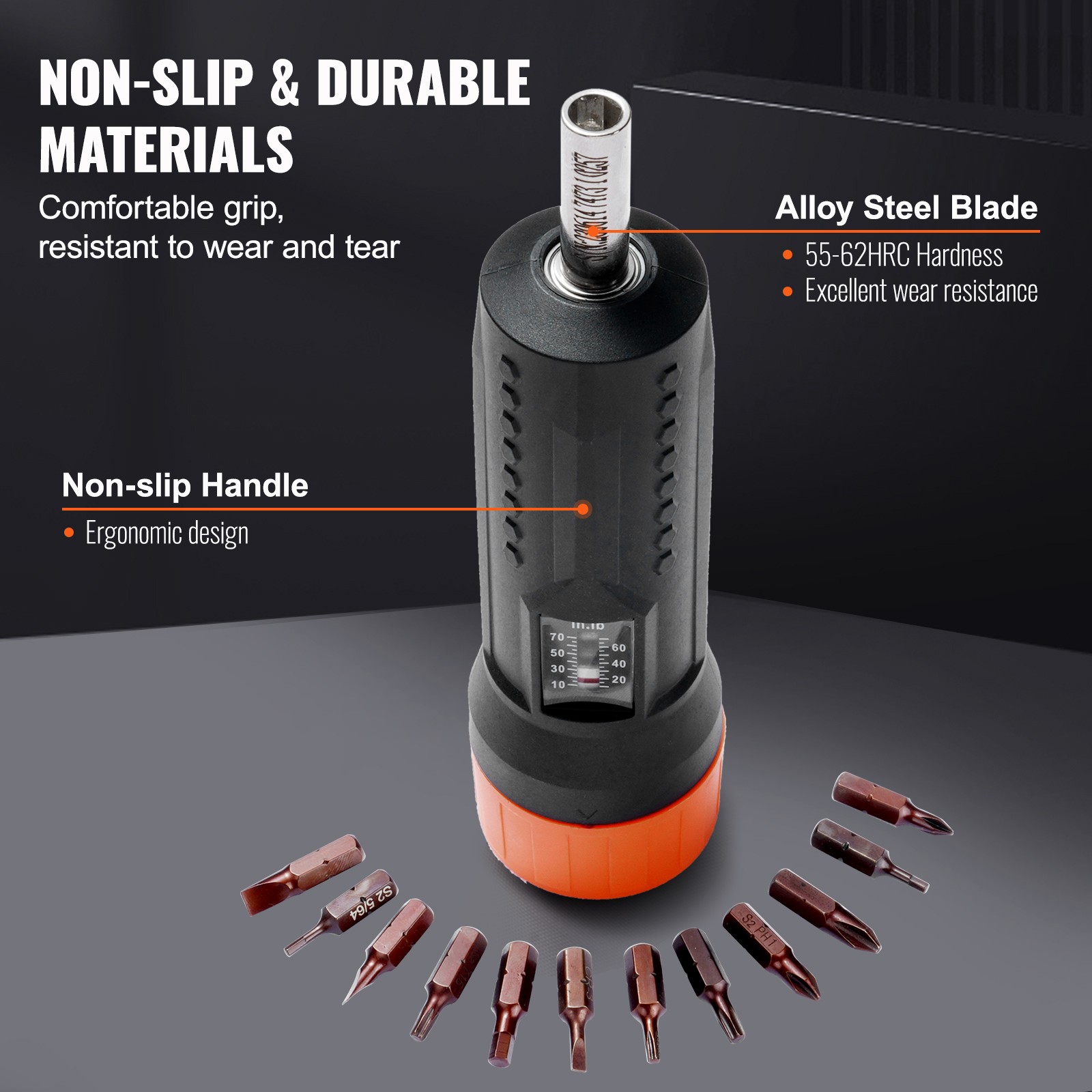VEVOR Torque Screwdriver 1/4″ Range 10-70 in/lb w/ 1 in-lb Increment View Window