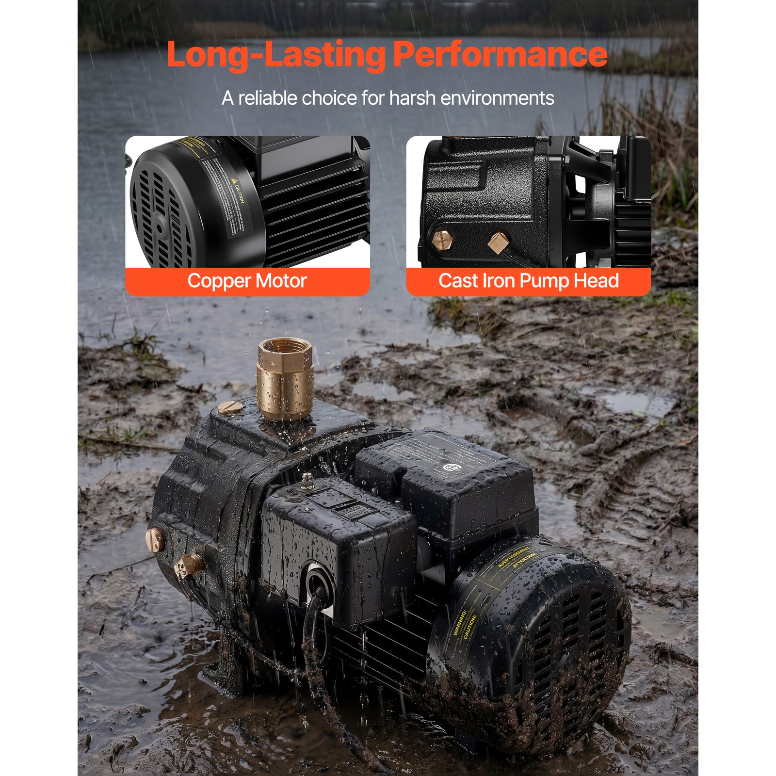 Uimoso 1 HP Shallow Well Jet Pump 115/230V 1400 GPH Cast Iron Water Pump