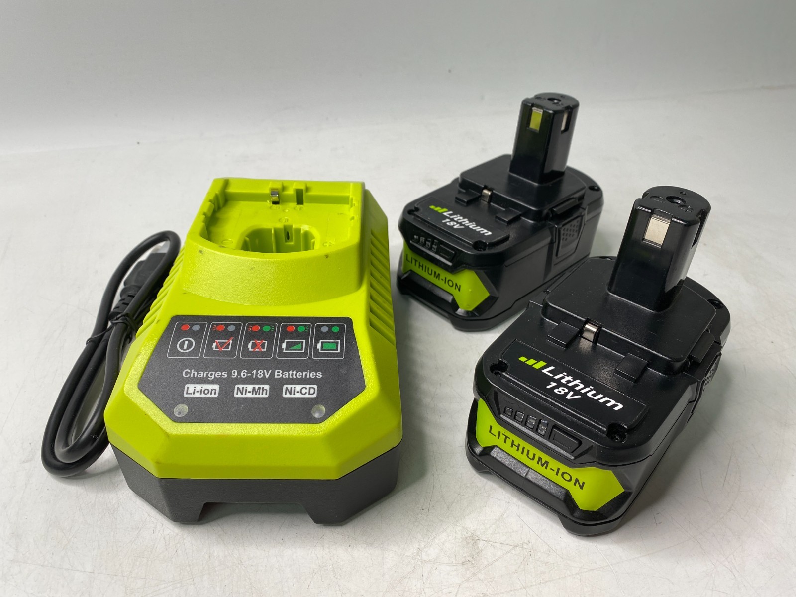 Lot of 2 8.0AH FOR Ryobi 18V Li-Ion Battery w/ Charger P102 P103 P105 P107 P108