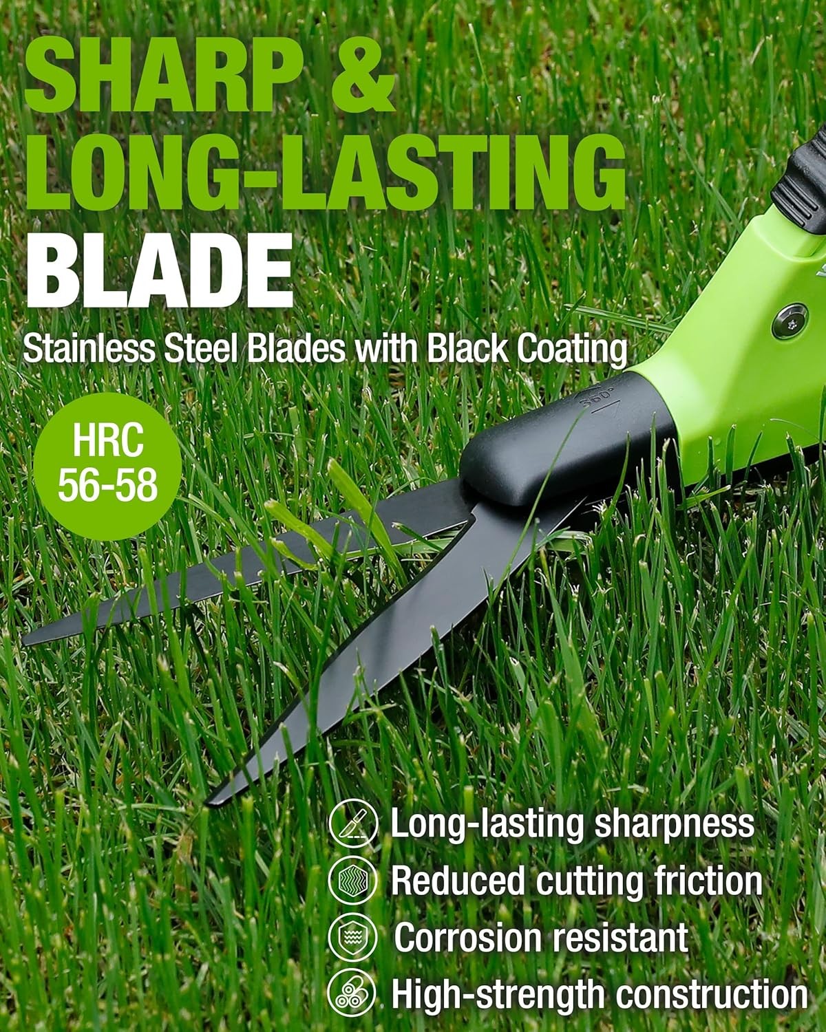 WORKPRO Grass Shears 15″ Handheld Grass Clippers 360° Swivel Blade Grass Cutter
