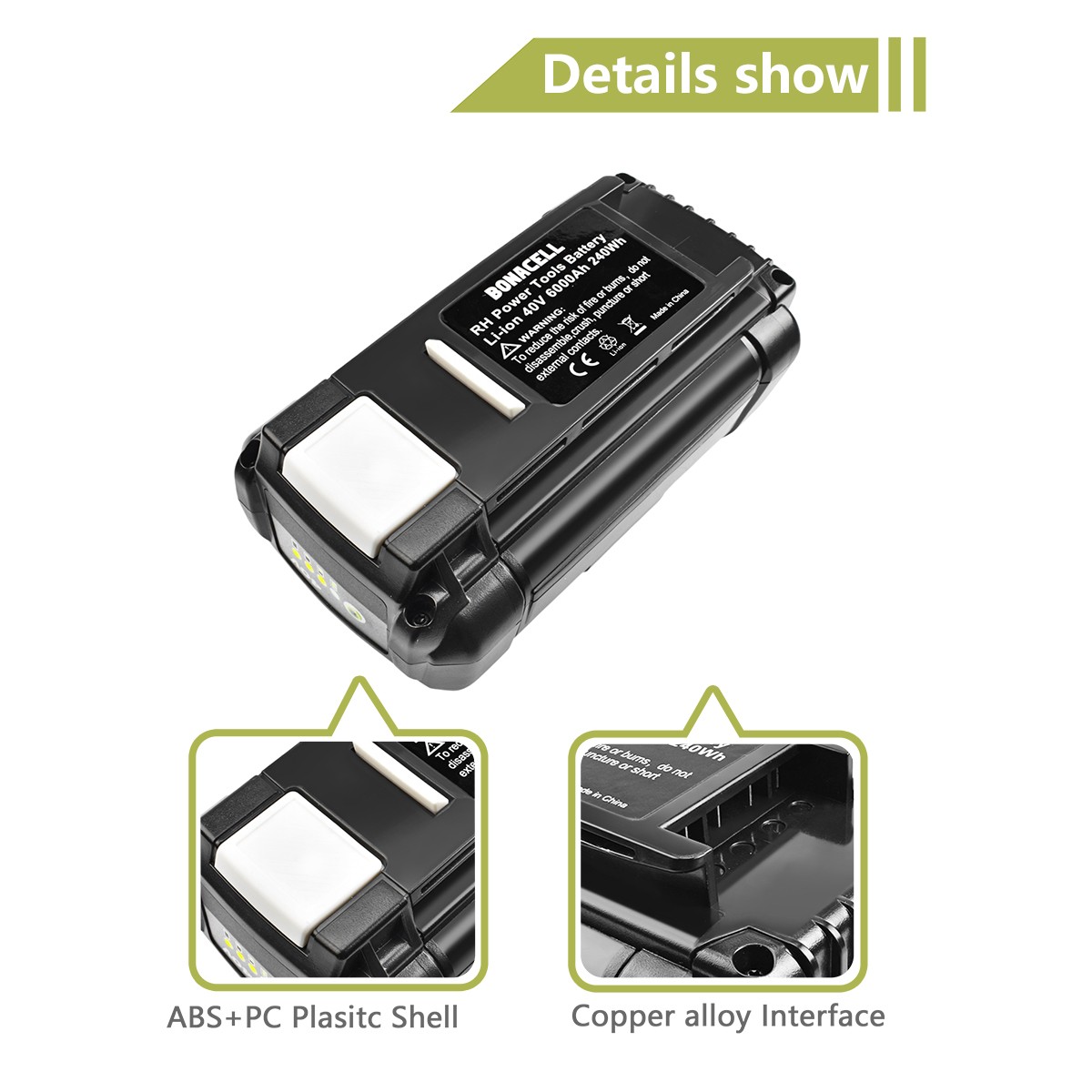 6-8-9Ah Battery for Ryobi 40 Volt Lithium OP4050 OP40602 OP40261 OP4060 OP4030