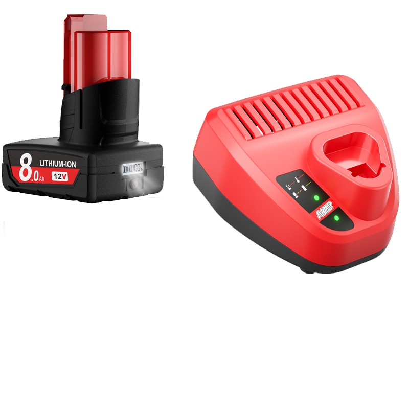 Pack For Milwaukee for M12 LITHIUM Extended Capacity 8.0Ah Battery 48-11-2460