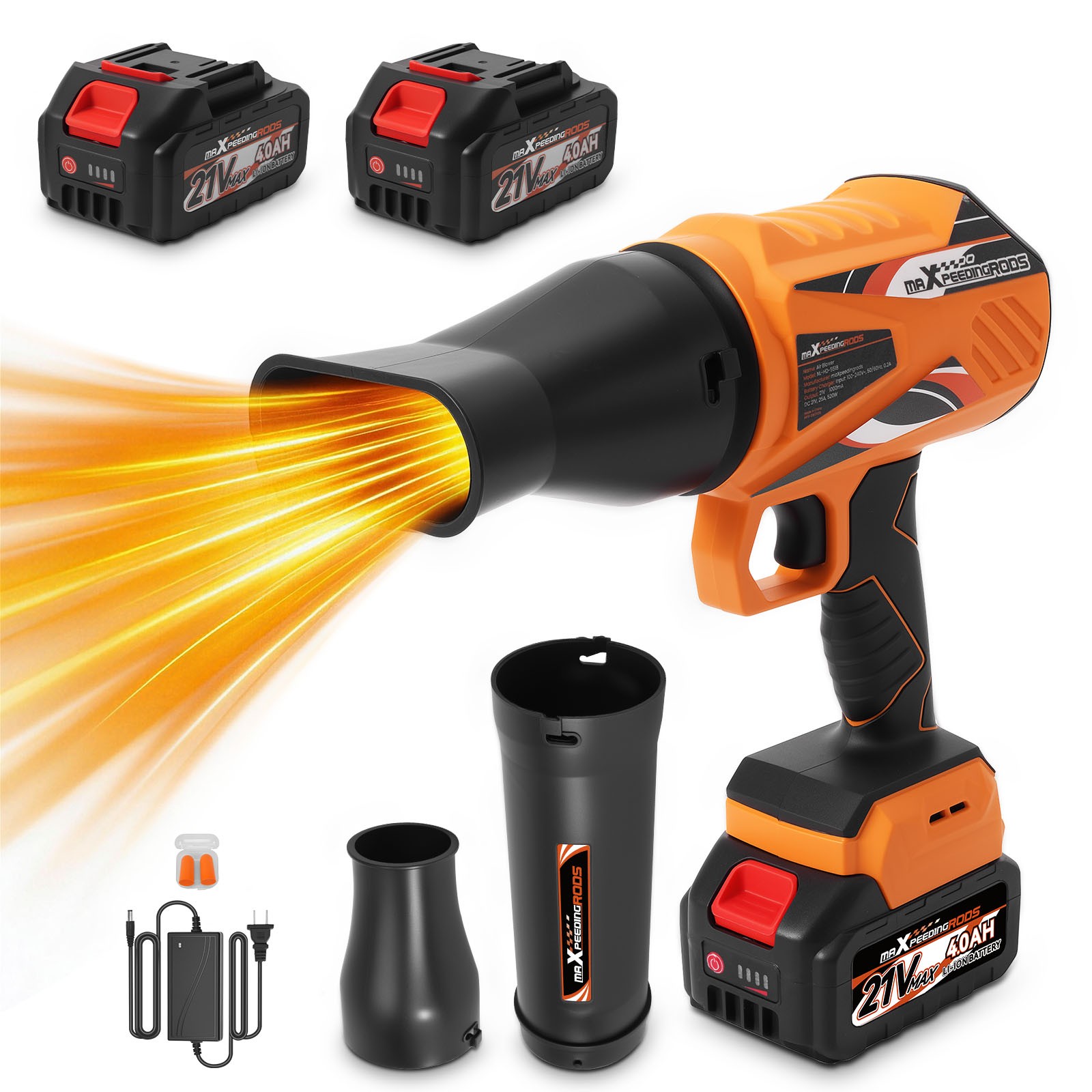 Cordless Leaf Blower 550 CFM 4000mAh 2 Batteries Handheld Electric Leaf Blower