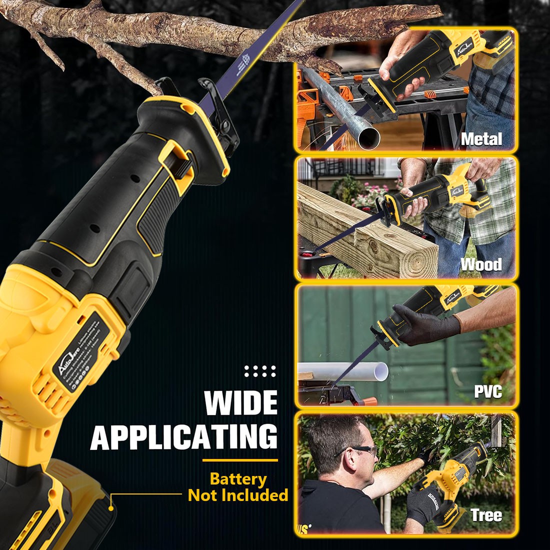 Cordless Reciprocating for Dewalt 20V Battery Brushless Power Recipro Saw Tool