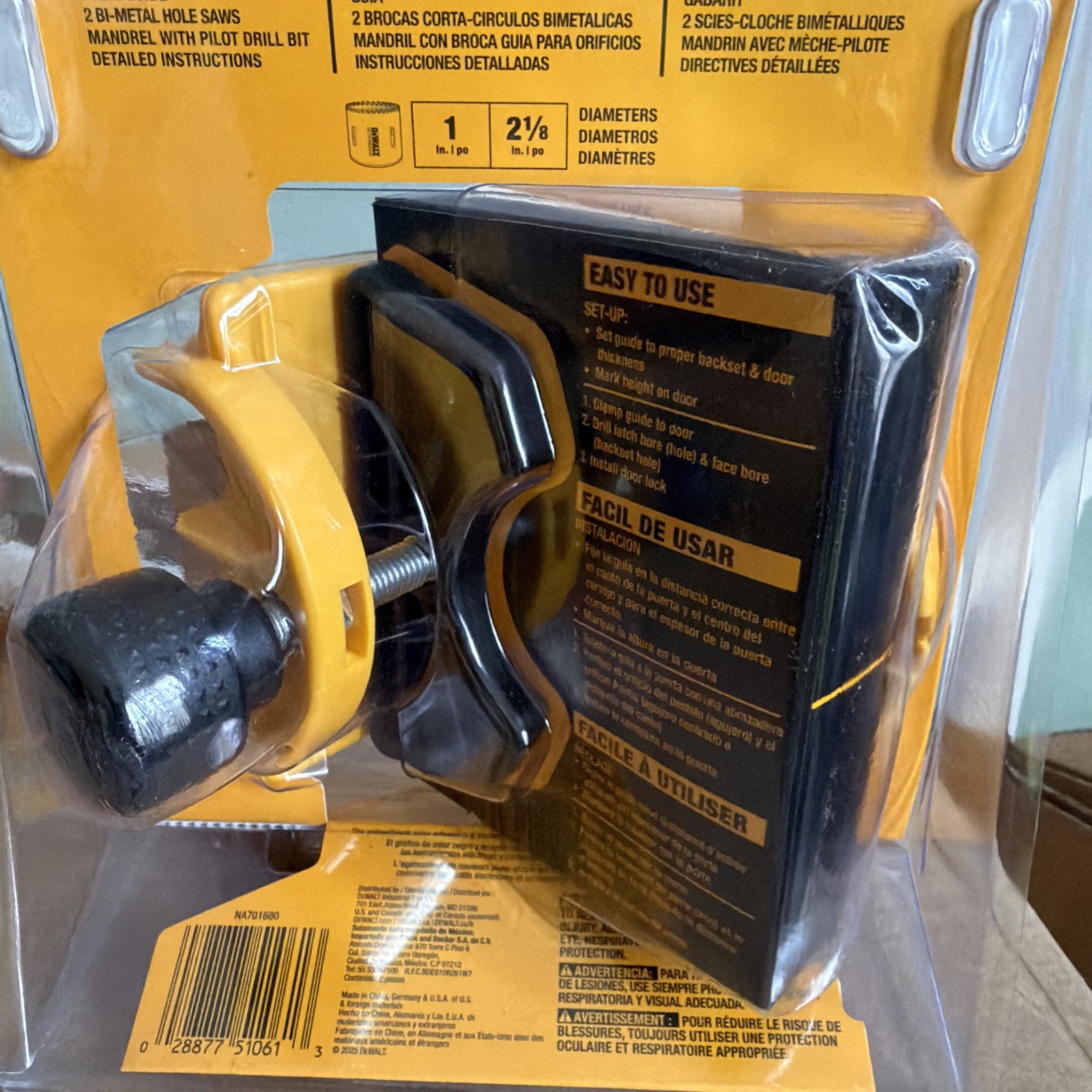 Dewalt Door Lock Installation Kit D180004 Bi-Metal Hole Saws Brand New