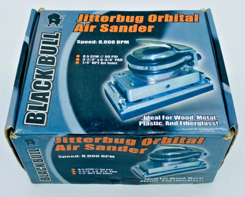 Black Bull Jitterbug Orbital Air Sander 8000 RPM Pneumatic Palm Sander