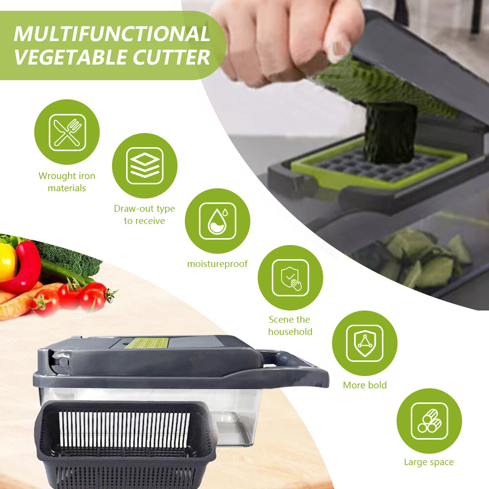 16-In-1 Vegetable Fruit Kitchen Chopper Cutter Food Onion Veggie Dicer Slicer
