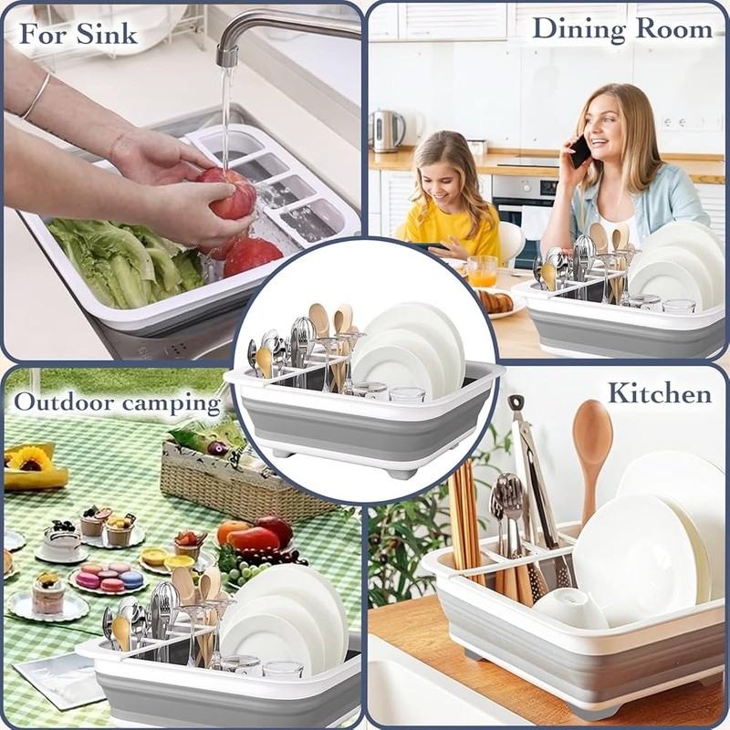 2-Pack Kitchen Collapsible Dish Rack Drainer Folding Drying Board Space Save