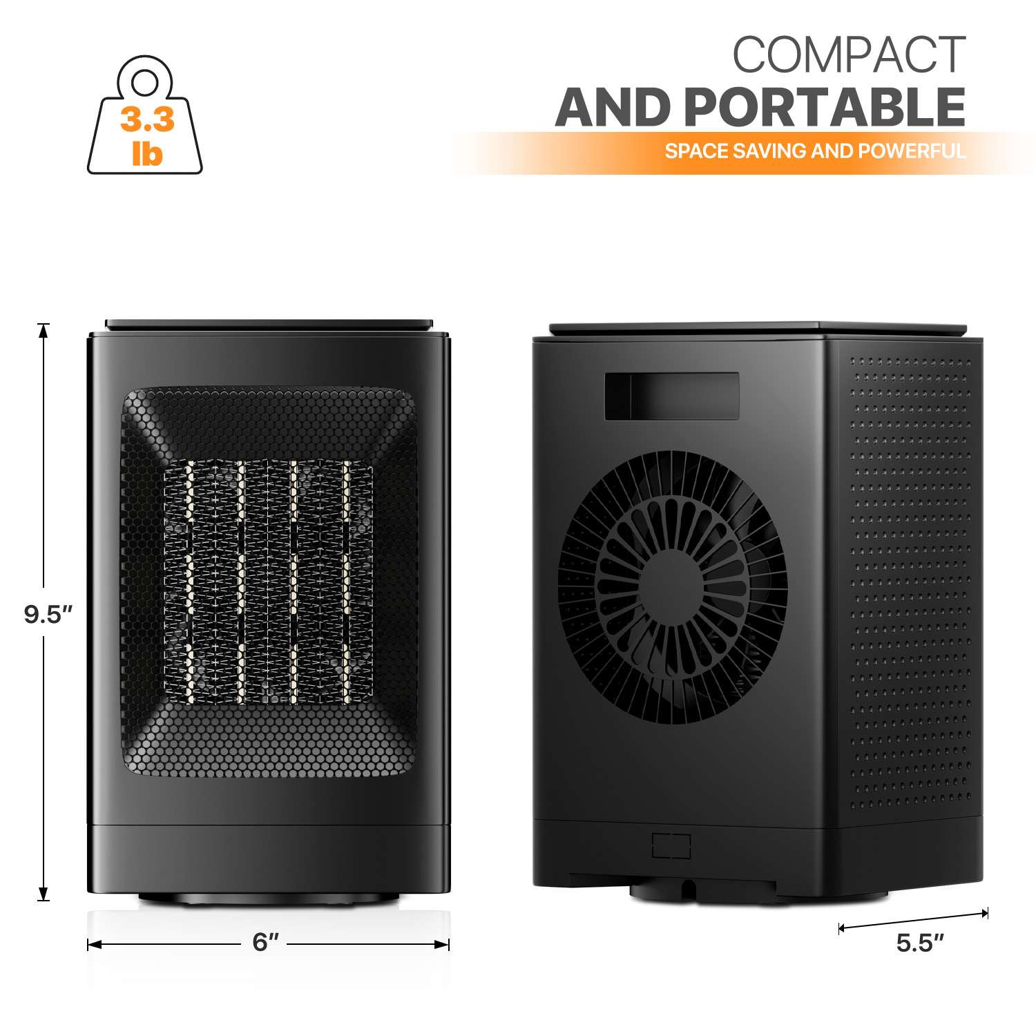 [LCD SCREEN+HANDLE] Electric Space Heater Adjustable 1500W Coil Heating Fan Home
