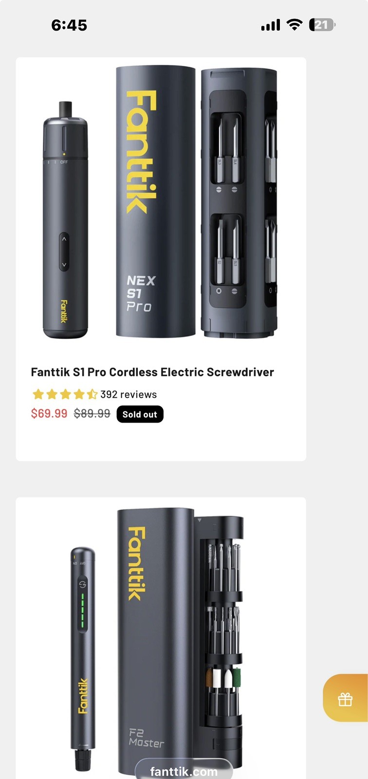 Fanttik S1 Pro 3.7V Electric Screwdriver, Cordless Screwdriver, 16 S2 Metal Bits