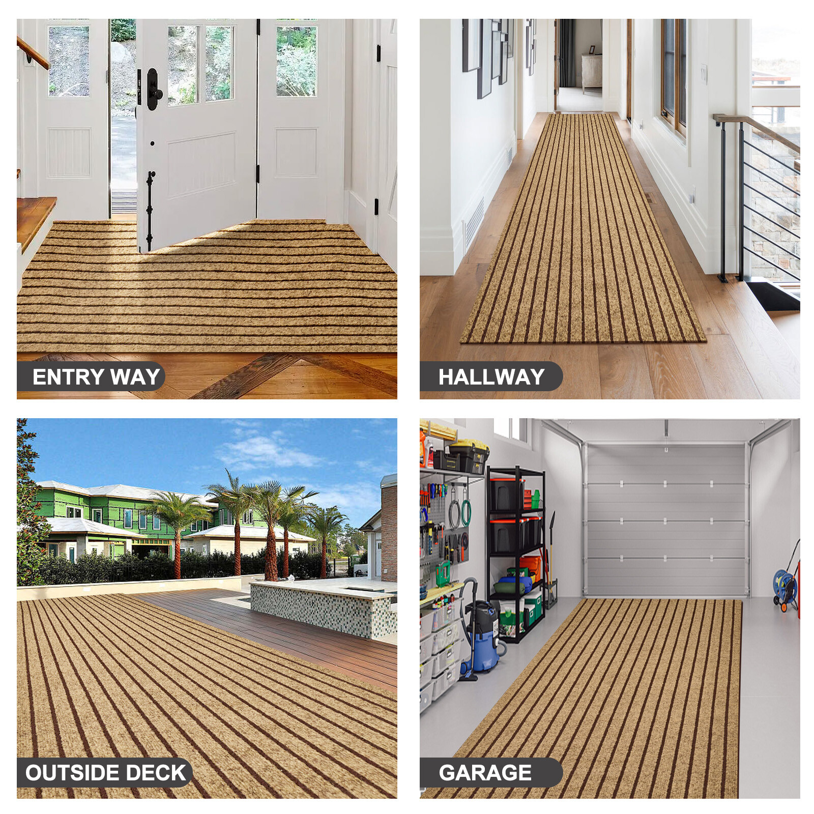 Entryway Runner Rug Indoor Outdoor – Extra Long Hall Rugs Runners Non Slip Brown