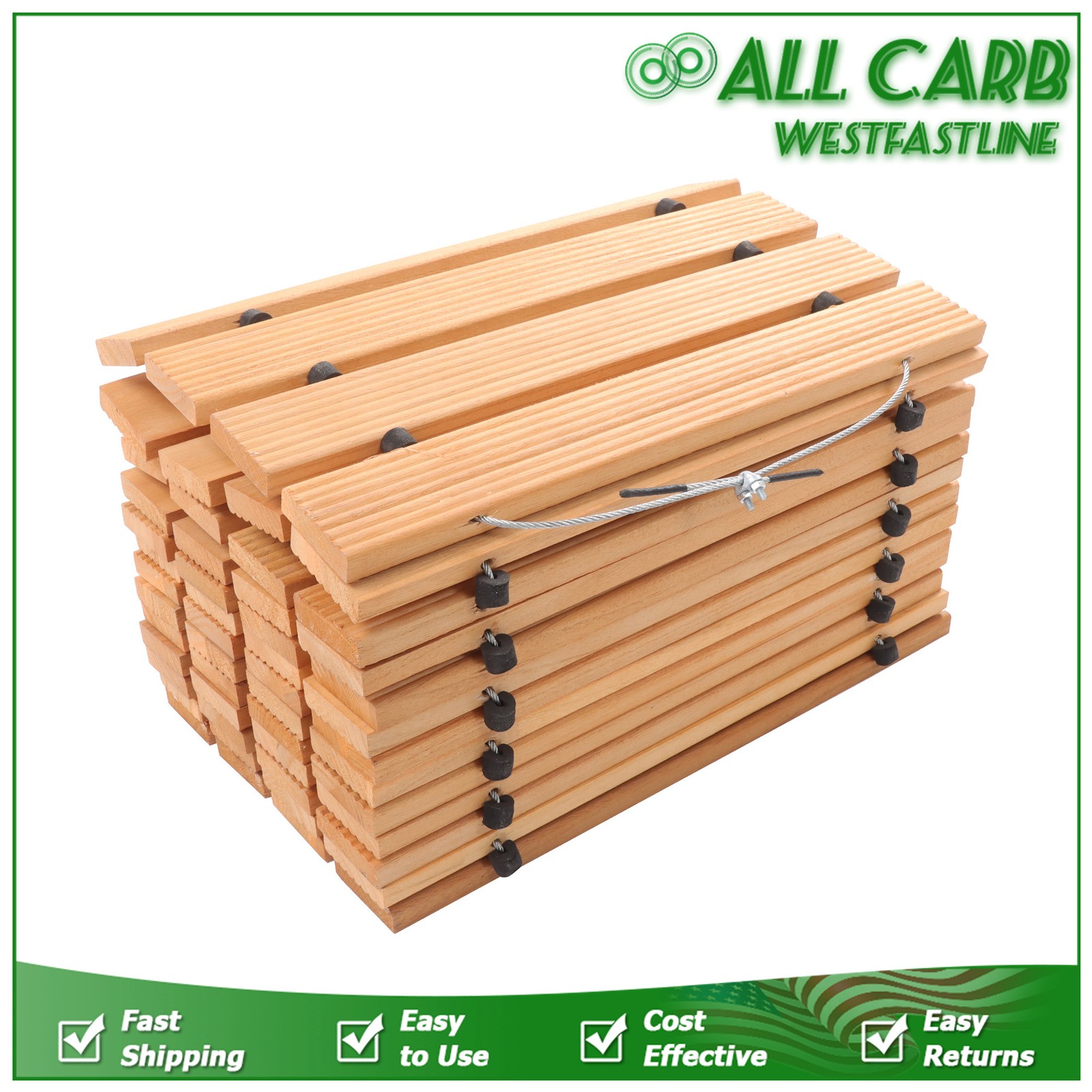 12ft Lx17 in W Straight Wooden Garden Pathway Roll Out With Wire Rope Connection