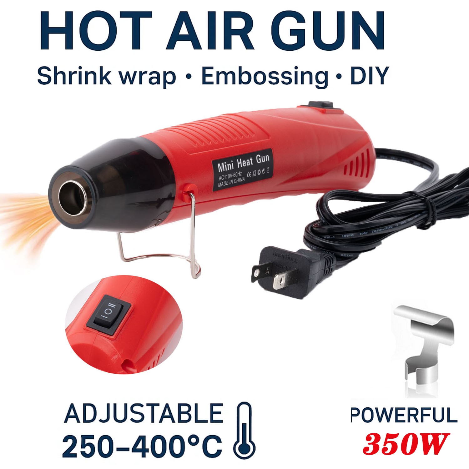 Mini Hot Air Gun -US Plug | Heat Shrink Tubing,DIY, Crafts, Embossing 350W 400℃