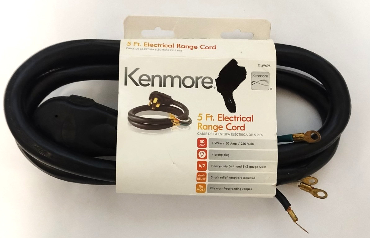 Kenmore 5 Ft. Electrical Range Cord Cable 50 Amp 4 Wire 49696 4 Prong 250 Volts