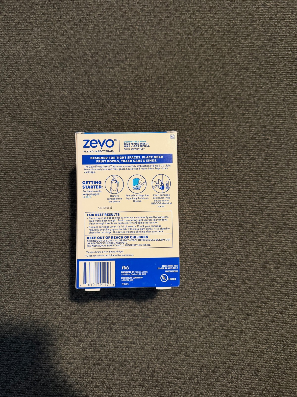 Zevo Compact Flying Insect Trap – 1 Plug In Device & 1 Cartridge