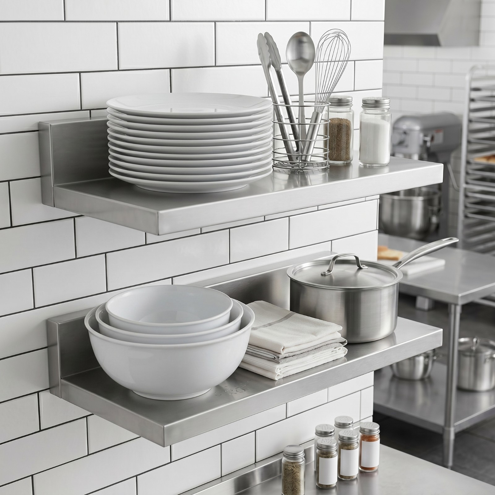 16 in. Stainless Steel Wall Shelf (2 Pack) – 16 in. x 8.6 in. x 3.5 in.