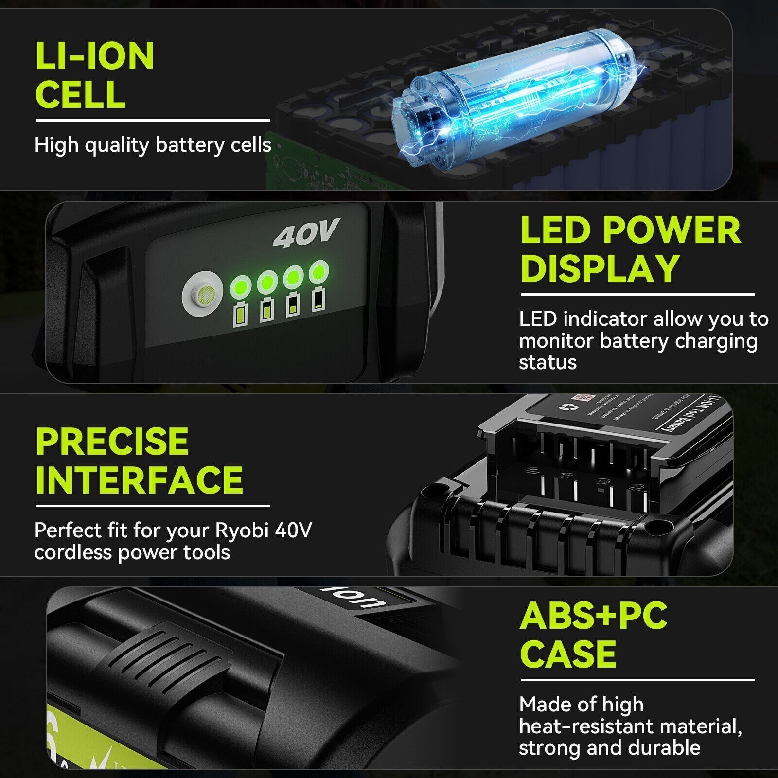 40V For Ryobi 3.5-8Ah Battery/Charger OP4050 OP40261 OP40601 OP40401 RY40022
