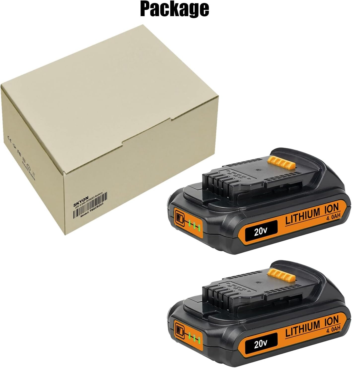 2 PACK FOR DEWALT 20V 20 VOLT MAX XR 4.0AH LITHIUM-ION BATTERY DCB203-2 DCB201-2
