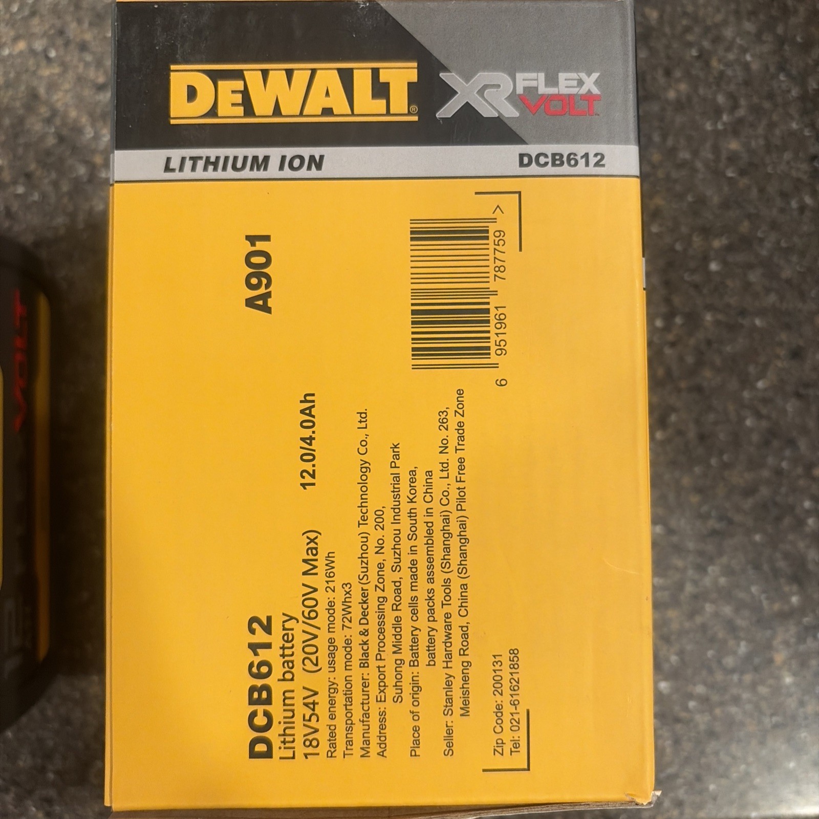 NEW For DEWALT DCB612 20v/60v Max FLEXVOLT 12Ah Li-Ion Battery NEW IN BOX