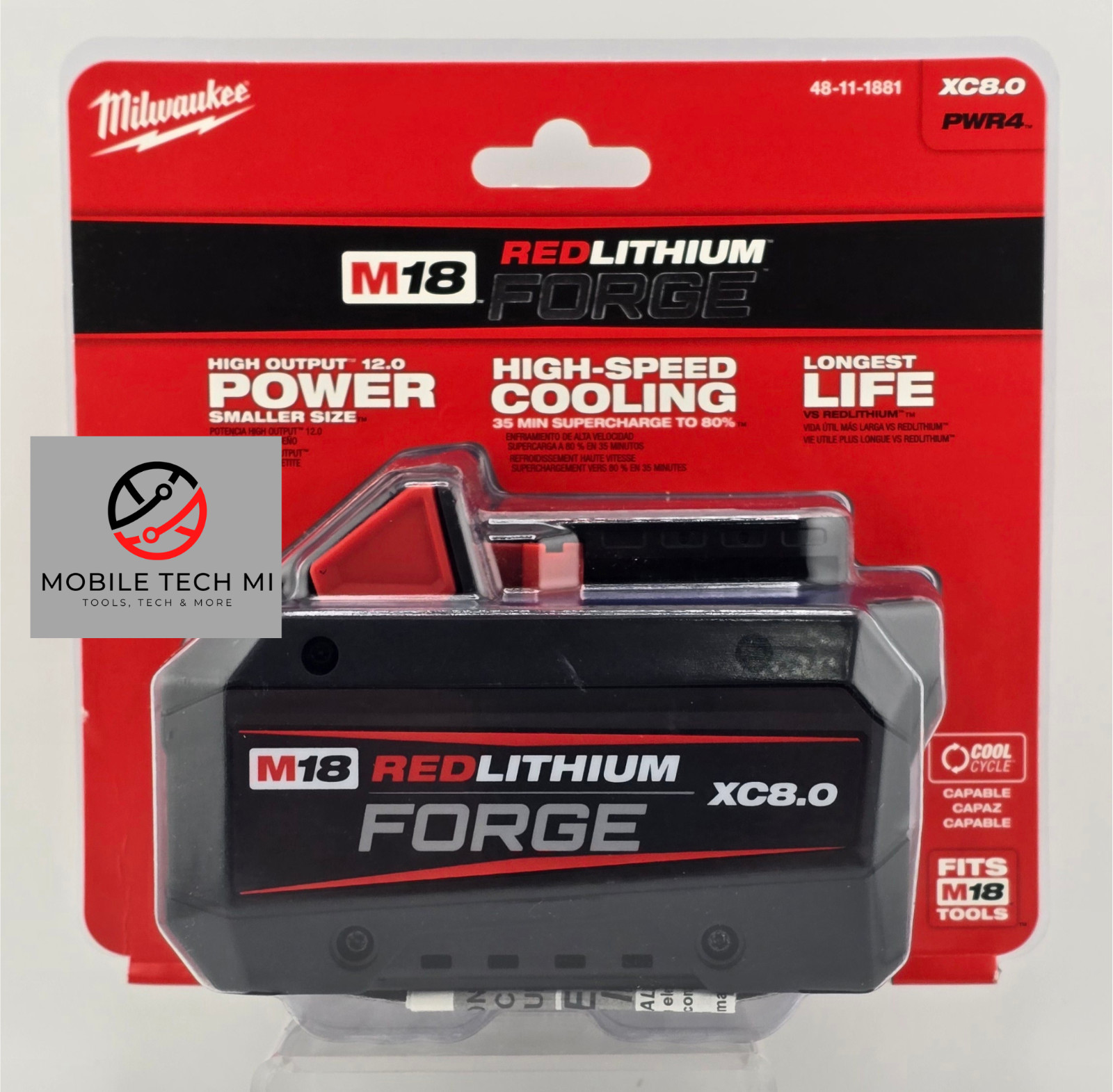 Genuine Milwaukee M18 REDLITHIUM FORGE XC8.0 8.0 Ah OEM Battery Pack 48-11-1881
