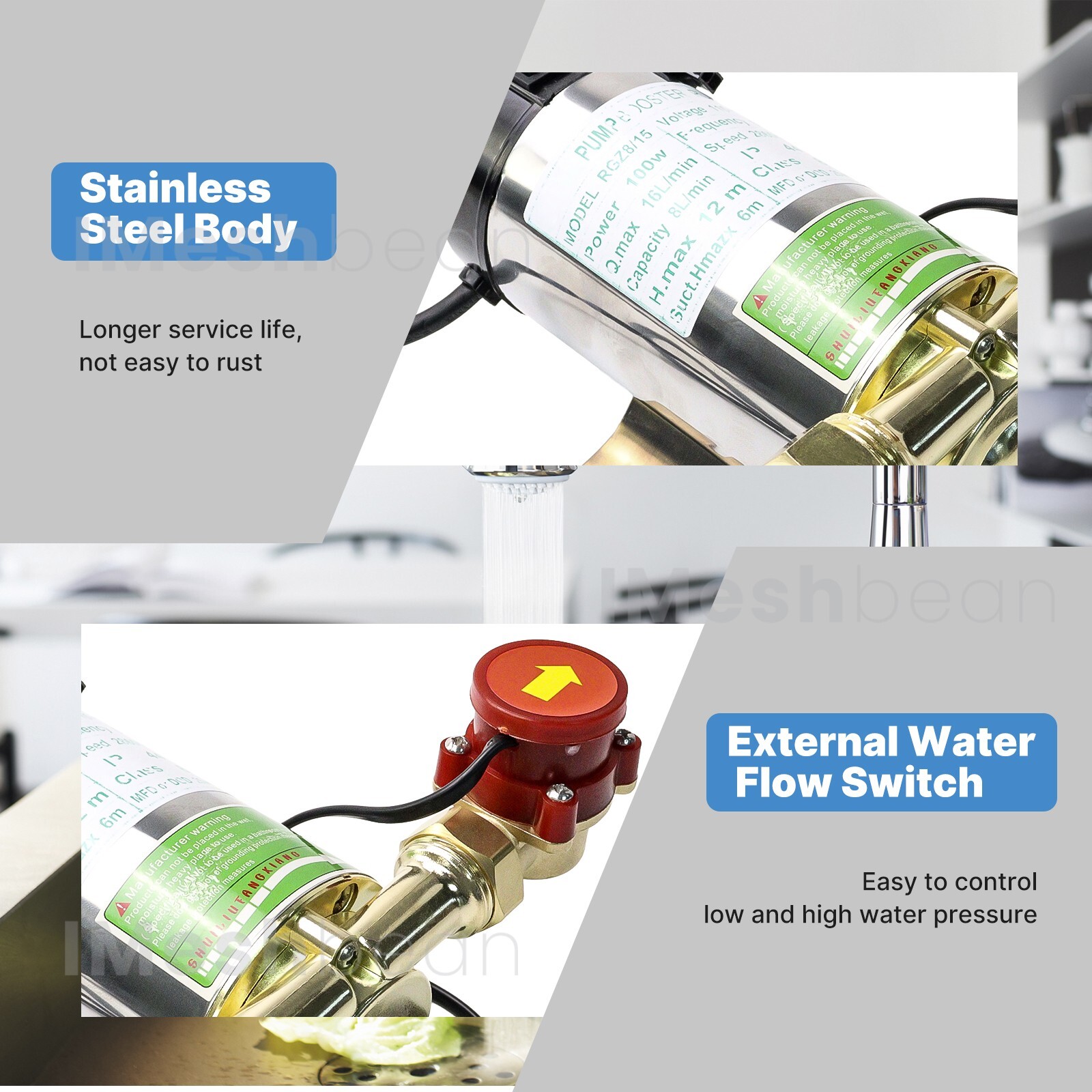 100W 110V Household Booster Pump Automatic Boost Water Pressure Pump for Shower