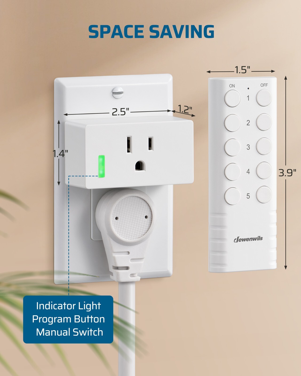 DEWENWILS Remote Control Outlet, Indoor Wireless Remote Outlet Switch 5 Outlets