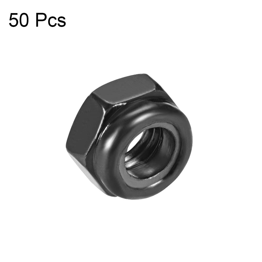 uxcell Hex Lock Nuts – M5 x 0.8mm Carbon Steel Nylon Insert x 0.8mm, Black