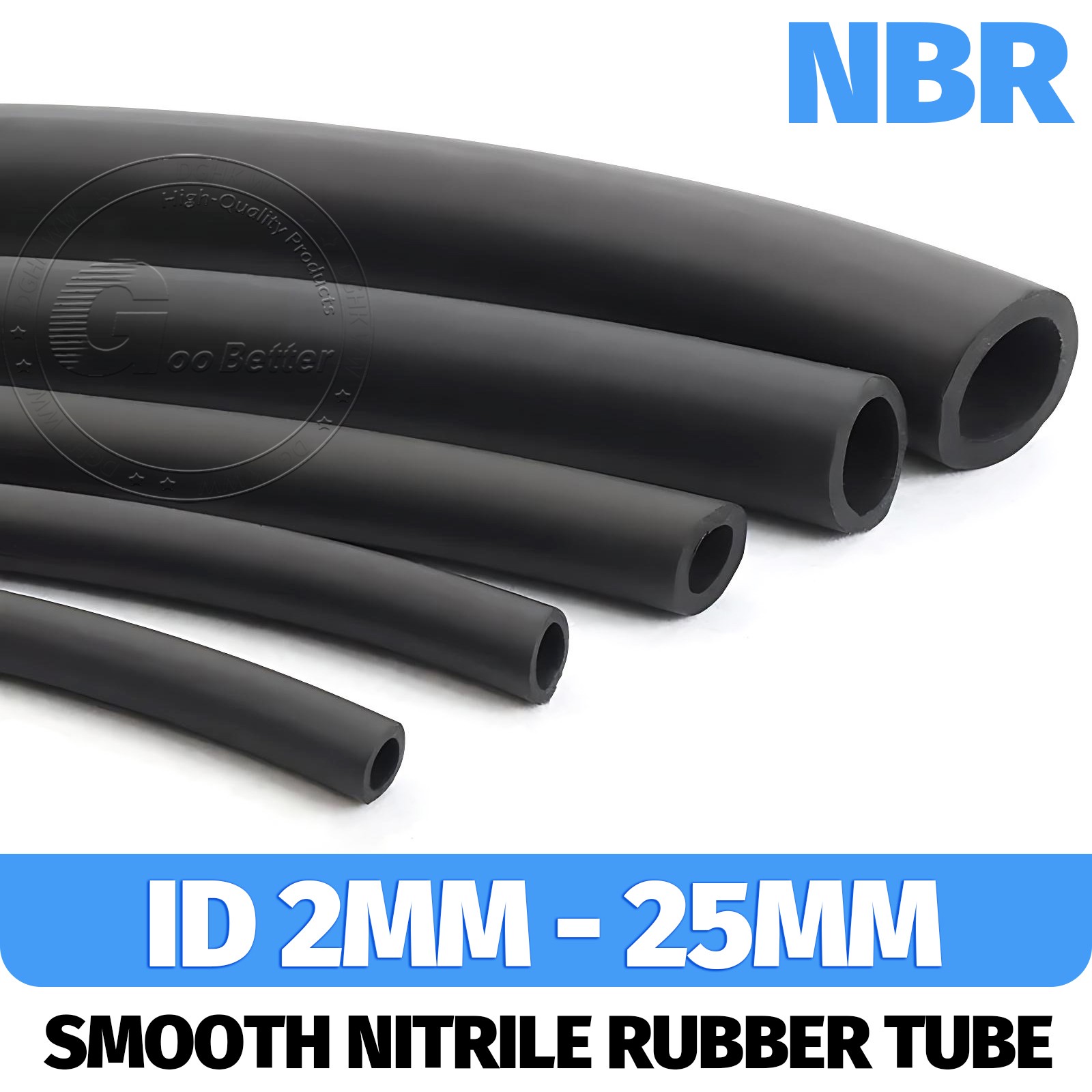 Black Smooth Nitrile Rubber Tube ID 2-25mm Fuel Petrol Diesel Oil Tube Hose Pipe