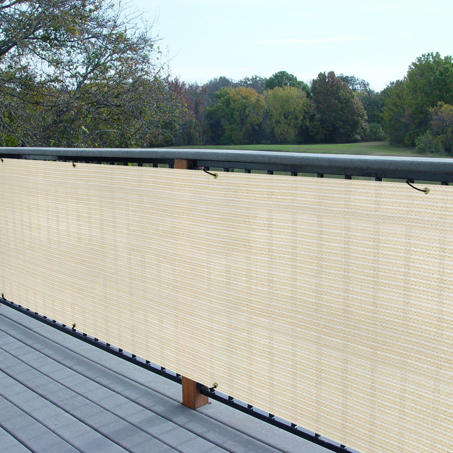 35in Balcony Fence Screen Privacy Deck Railing Fabric Shelter Shade Cover Beige