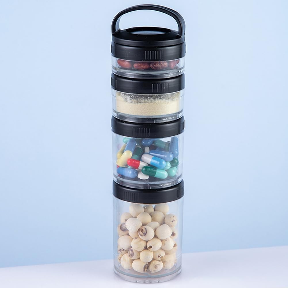 Portable Travel Stackable Snack Containers, 4 Jar – 40cc,60cc,100cc,150cc Scale